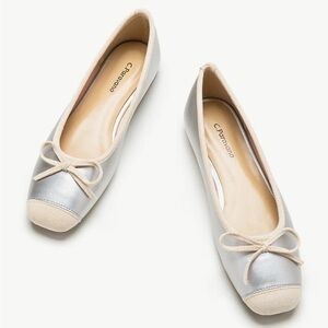 C. Paravano Ballet Flats. Silver. Brand new in box.
